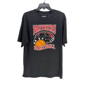 A4 Panthers Basketball T-Shirt Size L Black Short Sleeve Athletic Tee